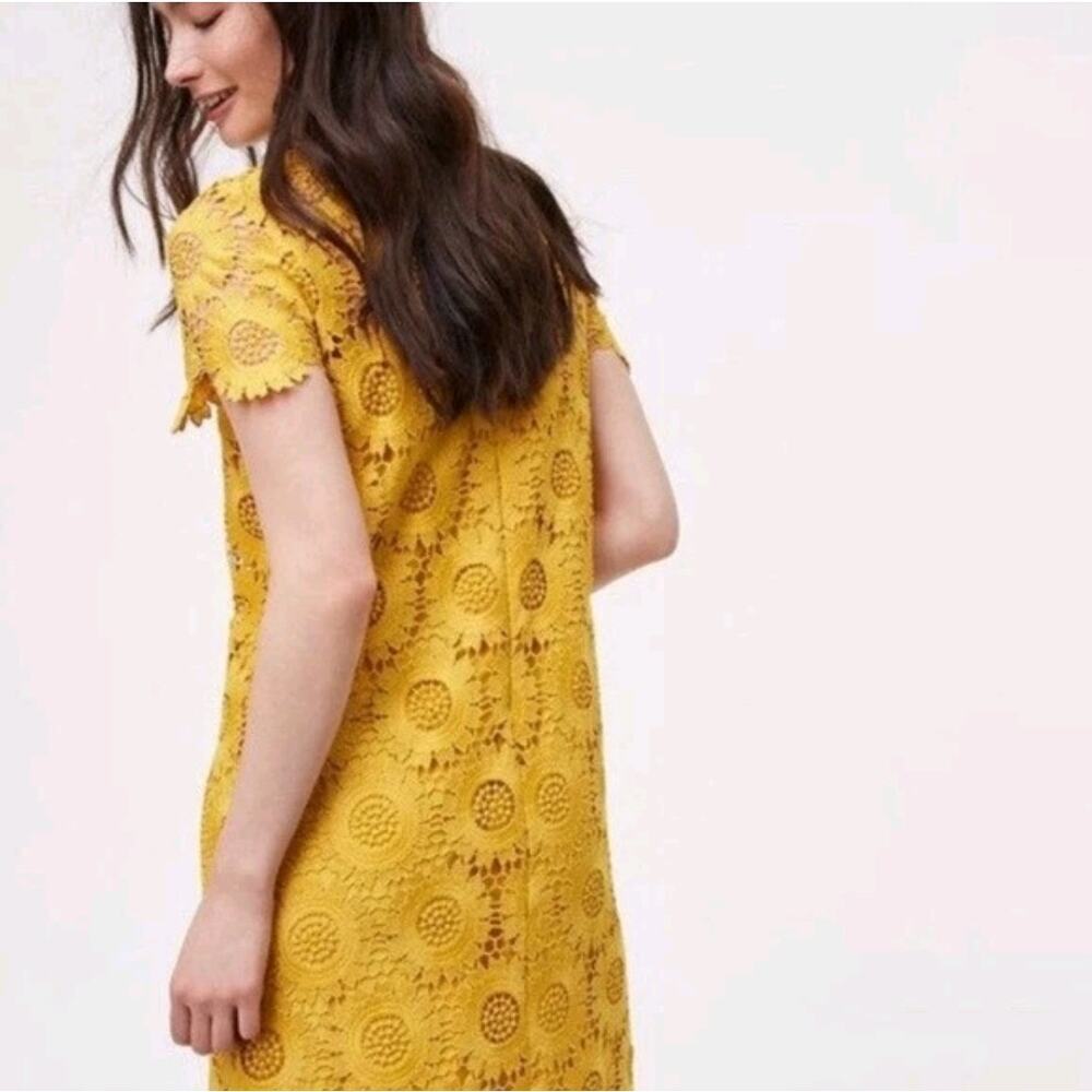 Loft yellow sunflower crochet lace dress sz 14 tall new - Picture 2 of 8